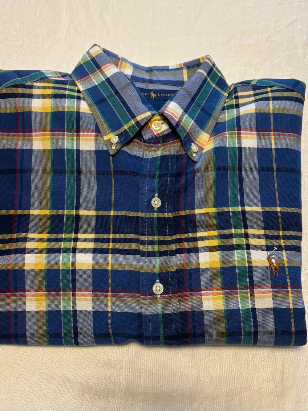 Ralph Lauren Navy Blue Multi Plaid Button-Down Shirt